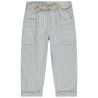 Pantalon rayé à poches + ceinture tressée fille